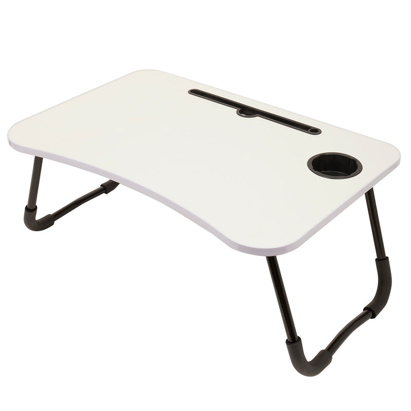 Home Basics Laptop And Tablet Tray with Folding Legs, White, 23.75x16x10 Inches