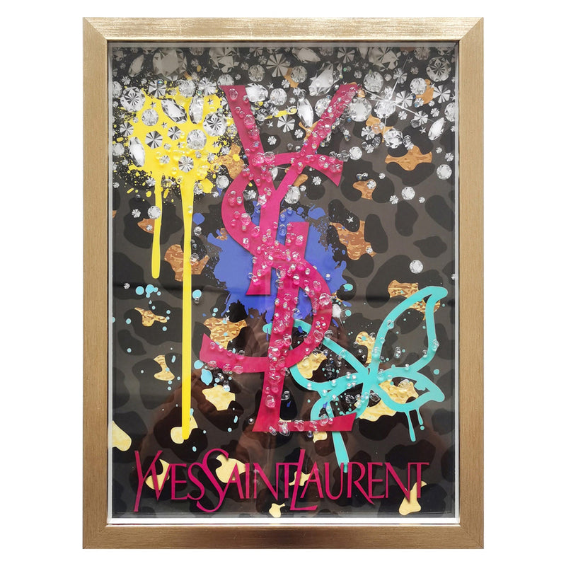 YSL Designer Boxed Art with 3D Acrylic Rocks Wall Art, 12x16 Inches