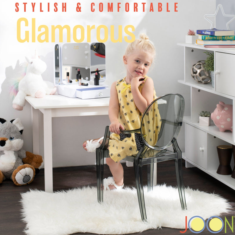 JOON 2 Pack Kids Ghost Chairs with Armrest, 25x13x14.5 Inches, Transparent