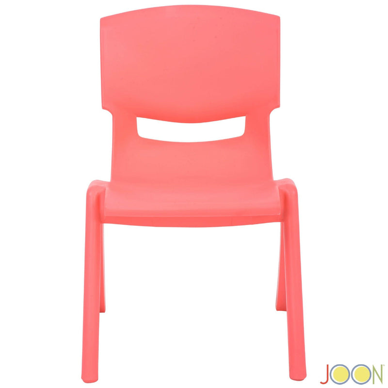 JOON Stackable Plastic Kids Learning Chairs, Coral, 20.5x12.75X11 Inches, 2-Pack (Pack of 2)