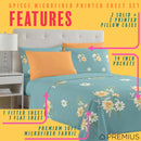 PREMIUS Lucea Soft Wrinkle-Free Microfiber Sheet Set, Soft Blue-Orange