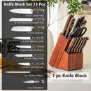 15 Pieces Stainless Steel Knife Block Set with Ergonomic Handle by LJGDeals
