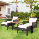 5 Pieces Patio Rattan Furniture Set with Acacia Wood Table by LJGDeals