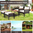 5 Pieces Patio Rattan Furniture Set with Acacia Wood Table by LJGDeals