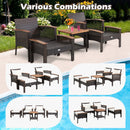 5 Pieces Patio Rattan Furniture Set with Acacia Wood Table by LJGDeals