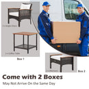 5 Pieces Patio Rattan Furniture Set with Acacia Wood Table by LJGDeals