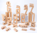 32 Pcs Wooden Math Number Building Blocks Set with Tray