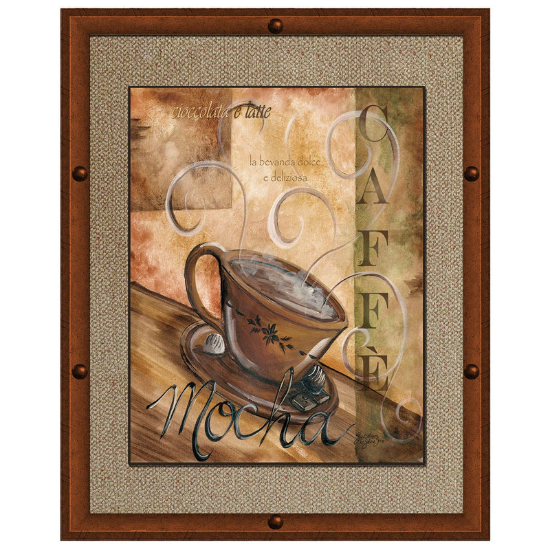 PREMIUS Caffe Mocha Framed Wall Art With Buttons, 11x13 Inches