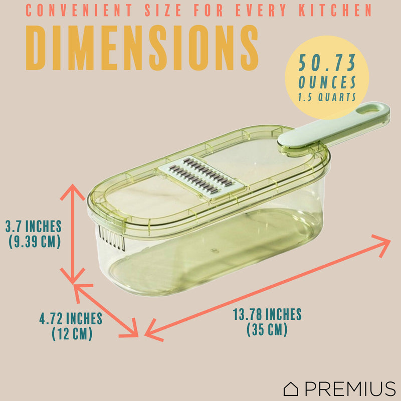 PREMIUS 6-In-1 Mandoline Slicer with Storage Bin and Handle, Green-Clear, 1.5 Quarts, photo 7 of 8