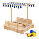 Kids Wooden Sandbox with Canopy and Bench Seats by LJGDeals