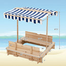 Kids Wooden Sandbox with Canopy and Bench Seats by LJGDeals