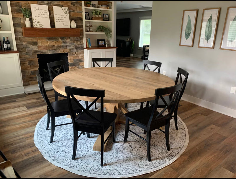 Round Trestle X Farmhouse Dining Table