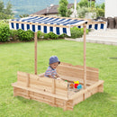 Kids Wooden Sandbox with Canopy and Bench Seats by LJGDeals