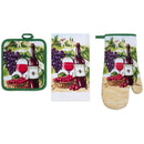 PREMIUS 3 Piece Printed Kitchen Linen Set, 1 Cotton Towel, 1 Pot Holder, 1 Oven Mitt
