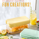 PREMIUS 2 Tray Ice Cube Tray with Container and Scoop, Yellow-Clear