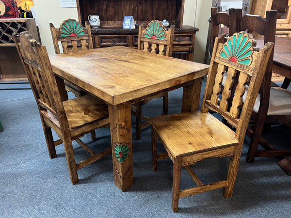 Rosetta 4' Dining Table and 4 Rosetta Chairs in Brown, photo 2 of 3