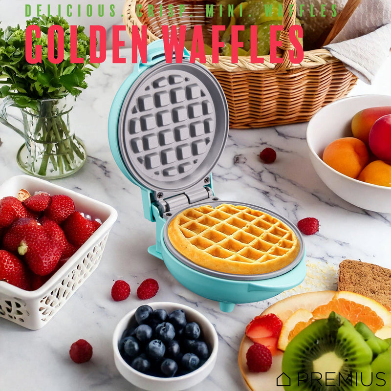 PREMIUS Ceramic Non-Stick Mini Snack Waffle Maker, 4 Inch Mold