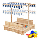 Kids Wooden Sandbox with Canopy and Bench Seats by LJGDeals