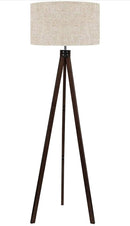 Modern Tripod LED Floor Lamp – Mid Century Dimmable Modern Light for Contemporary Living Rooms - Tall Free Standing Lamp with Solid Wood Legs by Outdoor Solar Outlet