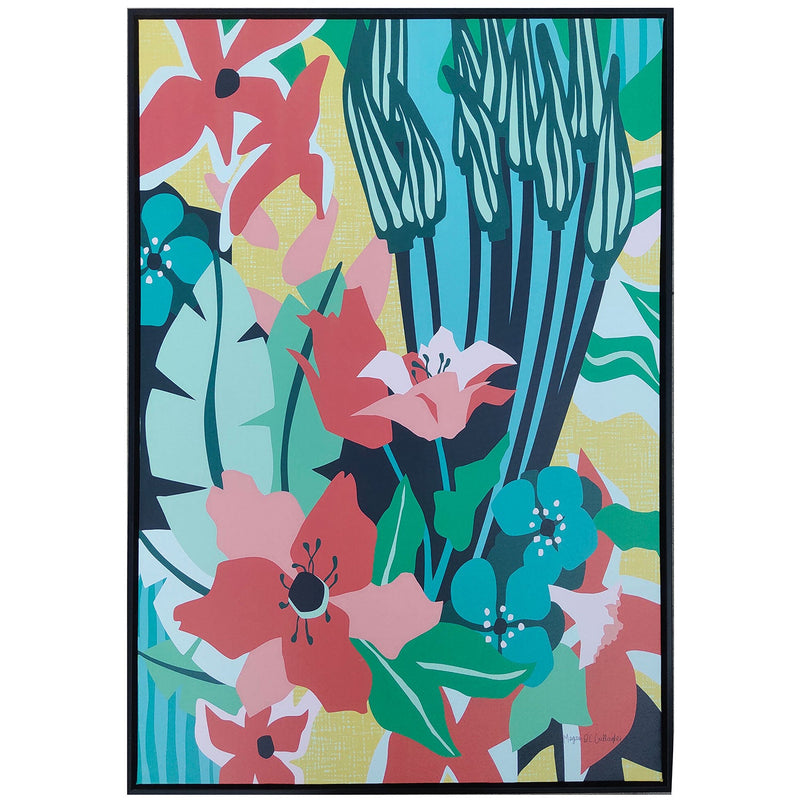 PREMIUS Wild Flowers Framed Lacquered Canvas Wall Art, 25x37 Inches