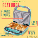 PREMIUS Ceramic Non-Stick Double Slice Sandwich Maker, 8.25x4.75 Inch Mold