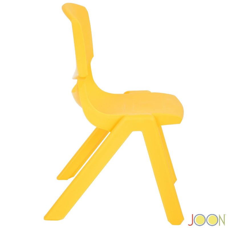 JOON Stackable Plastic Kids Learning Chairs, Yellow, 20.5x12.75X11 Inches, 2-Pack (Pack of 2)