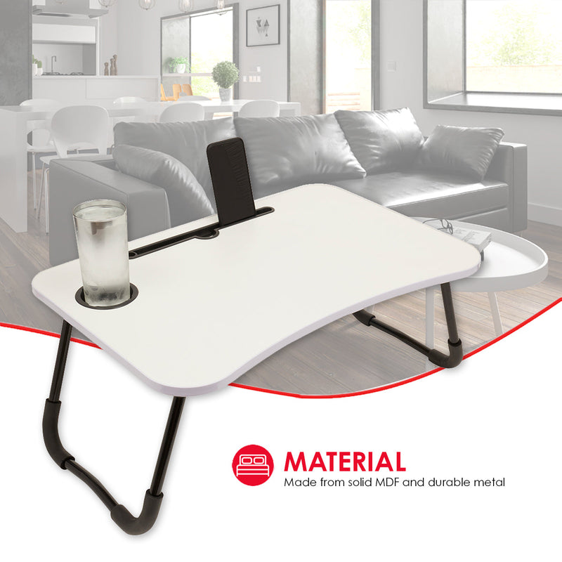 Home Basics Laptop And Tablet Tray with Folding Legs, White, 23.75x16x10 Inches