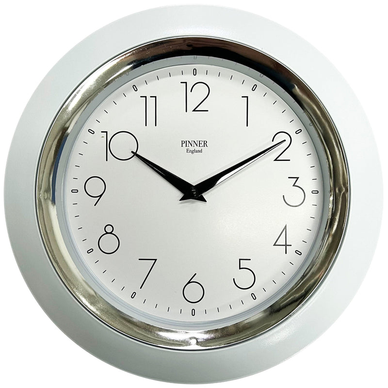 PREMIUS Two-Tone Round Layered Analog Wall Clock, White, 10 Inches