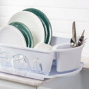 Sterilite 2-Piece Dish Drainer Sink Set, White, 21x14.75x6 Inches