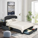 Platform Bed Frame with 4 Storage Drawers and Adjustable Headboard by LJGDeals