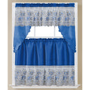 Phoebe Sequin Embroidered Kitchen Curtain Set, Swag 60x36, Tiers 30x36 Inches