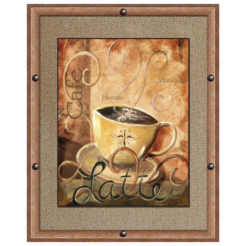 PREMIUS Cafe Latte Framed Wall Art With Buttons, 11x13 Inches