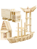 120-Piece Natural Wooden Building Planks Set | Open-Ended STEM Construction