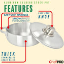 Chef Pro Commercial Grade Aluminum Caldero Stock Pot, Silver, 5.1 Quarts