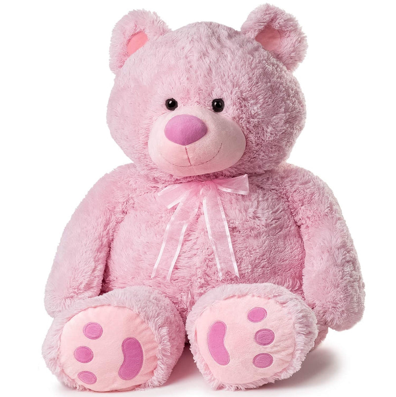 JOON Huge Teddy Bear With Ribbon, Pink