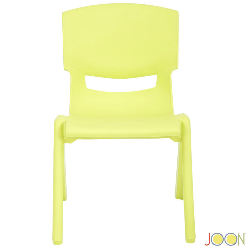 JOON Stackable Plastic Kids Learning Chairs, Lime, 20.5x12.75X11 Inches, 2-Pack (Pack of 2)