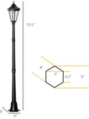 SmartYard 77" Solar Lamp Post Light, Waterproof Aluminum And Glass Outdoor Vintage Post Lamp by Outdoor Solar Outlet