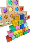 15 Pcs Colored Track with 20 Pcs Lucite Cubes Set with Storage Tray