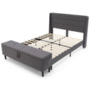 Full/Queen Size Upholstered Platform Bed Frame with Storage Ottoman by LJGDeals