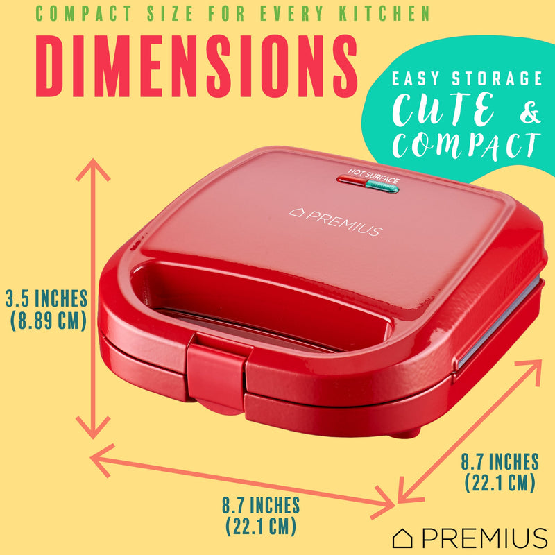PREMIUS Ceramic Non-Stick Double Slice Sandwich Maker, 8.25x4.75 Inch Mold