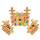 32-Piece Wooden X-Shape Building Blocks Set with Storage Tray