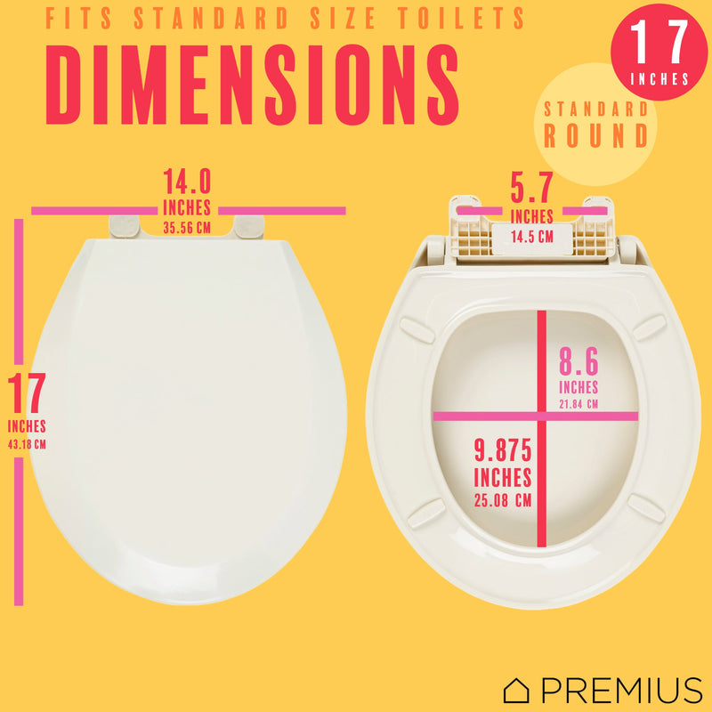 PREMIUS Slow Close Beveled Plastic Toilet Seat, Standard Round, 17 Inches