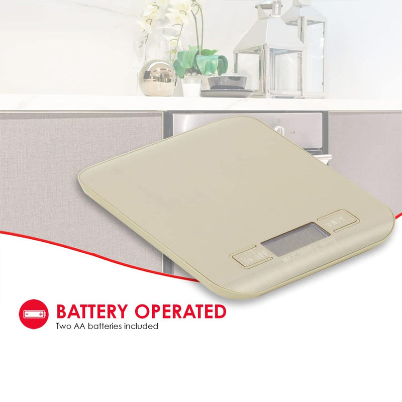 Home Basics Stainless Steel Digital Kitchen Scale, 5.5x7x.75 Inches