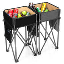 2 Pieces Folding Camping Tables with Large Capacity Storage Sink for Picnic by LJGDeals