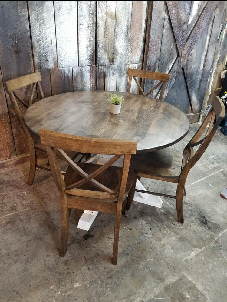 Round Trestle X Farmhouse Dining Table