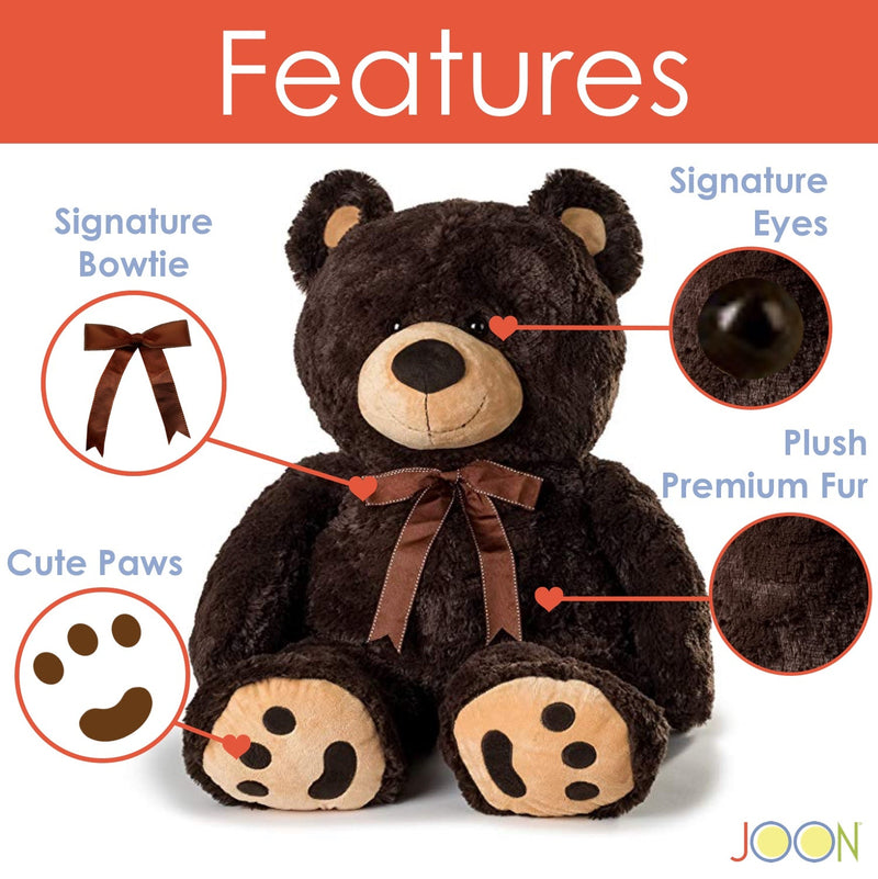 JOON Huge Teddy Bear With Ribbon, Dark Brown