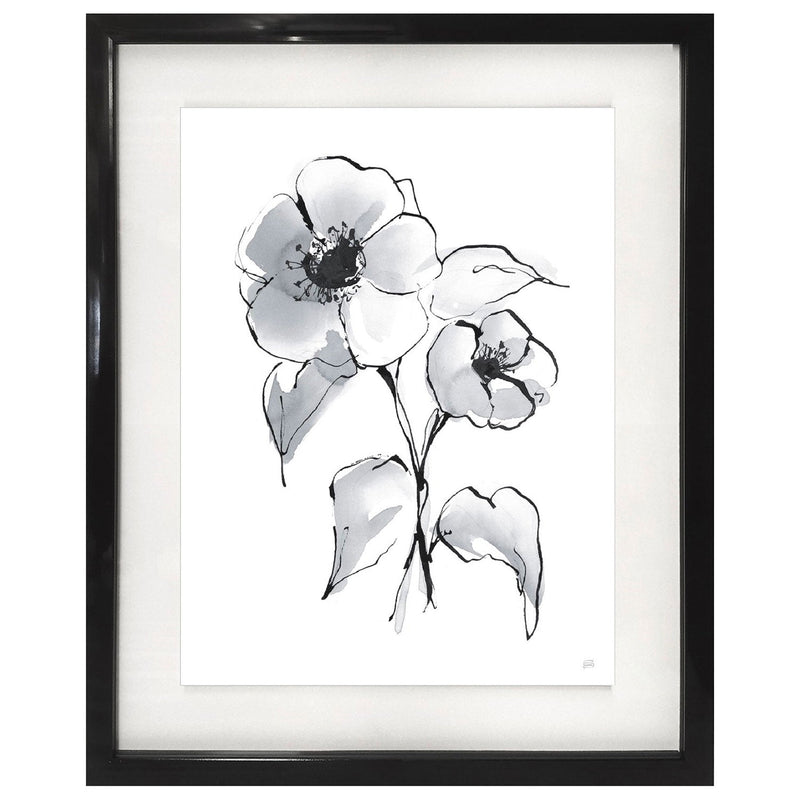 PREMIUS Flower Power Floating Printed Frame Wall Art, Black-White, 17x21 Inches