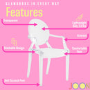 JOON 2 Pack Kids Ghost Chairs with Armrest, 25x13x14.5 Inches, Transparent