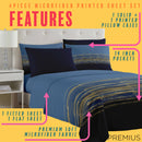 PREMIUS Leo Soft Wrinkle-Free Microfiber Sheet Set, Navy-Gold