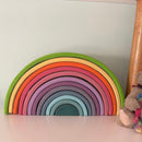 12-Piece Large Wooden Rainbow Stacking Blocks – Pastel / Macaron Colors